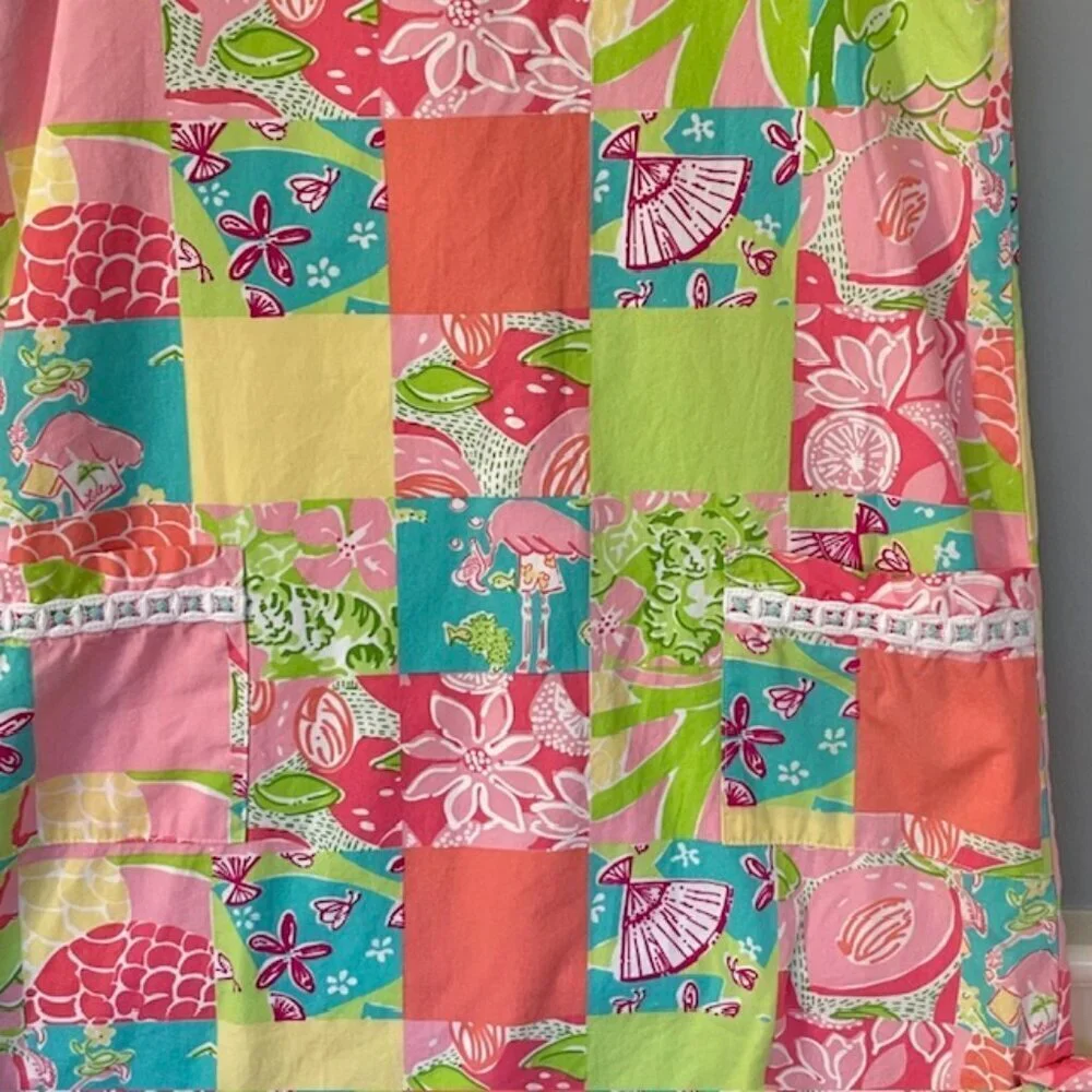 Lilly Pulitzer White Label Girls Patchwork Shift Dress 100% Cotton 12